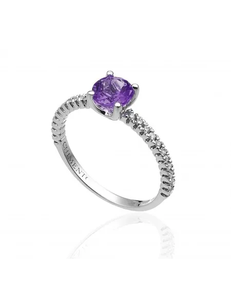 Anello Chimento Candies in Oro Bianco con Diamanti Bianchi ed Ametista