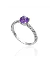 Anello Chimento Candies in Oro Bianco con Diamanti Bianchi ed Ametista