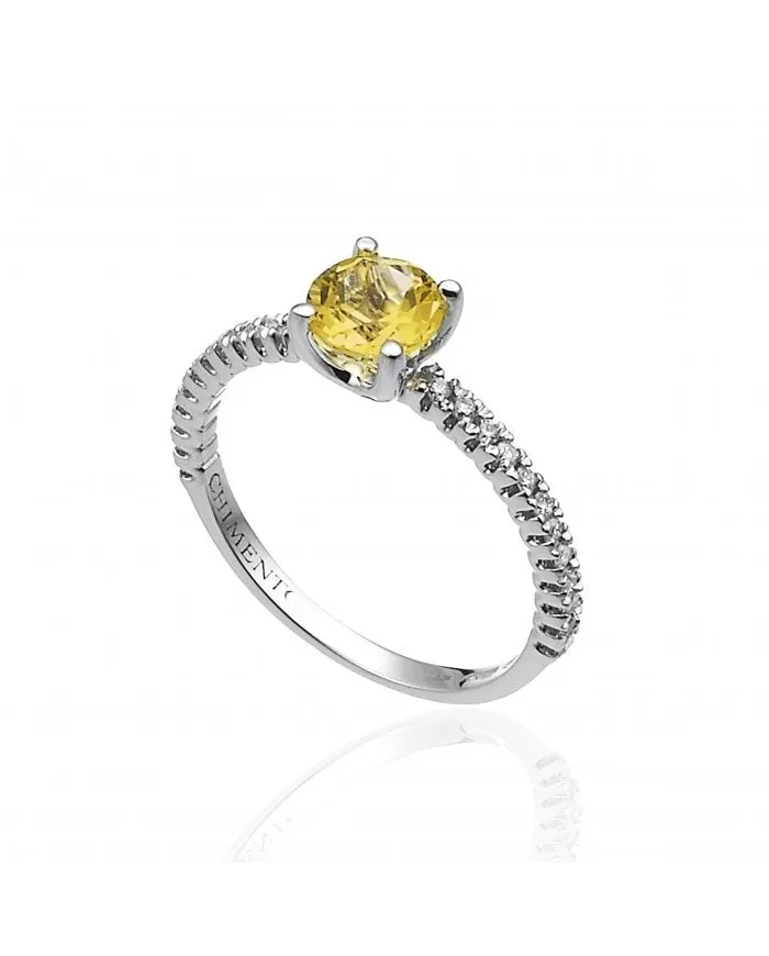 Chimento Candies White Gold Ring with White Diamonds and Citrine