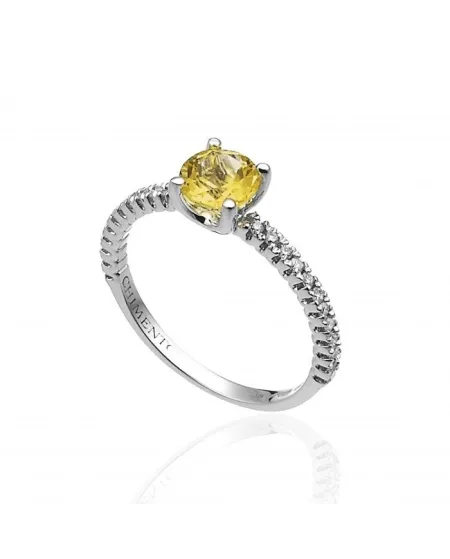 Anello Chimento Candies in Oro Bianco con Diamanti Bianchi e Citrino