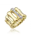 Chimento Bamboo Over Ring in Yellow Gold with White Diamonds