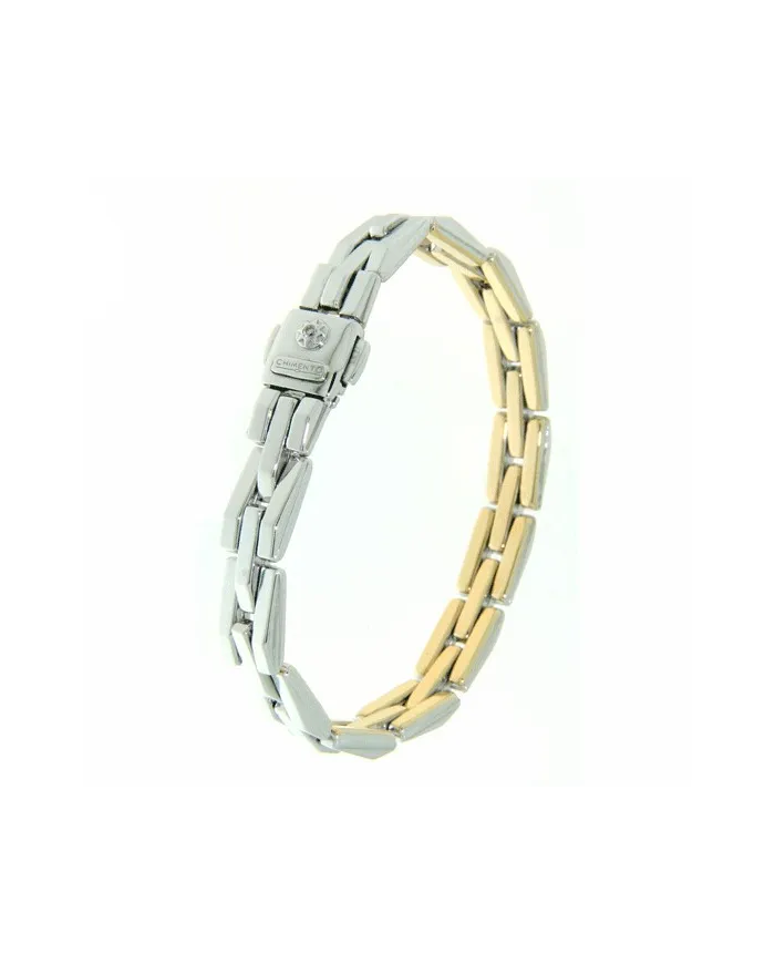 Chimento Double Classic Bracelet in White and Yellow Gold with White Diamond
