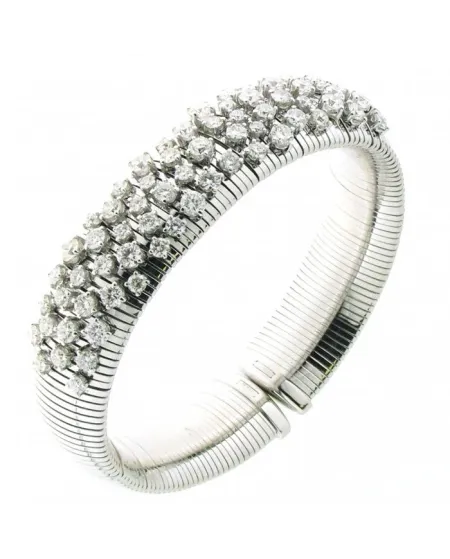 Bracelet rigide Chimento Stardust en or blanc serti de 73 diamants blancs