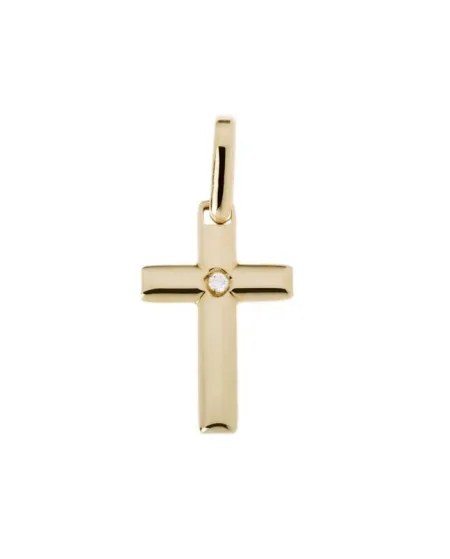 Chimento Tradition Gold Cross with Sacred Images in Yellow Gold and White Diamond