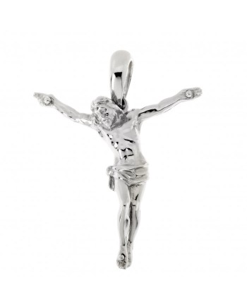 Croix en or traditionnel Chimento, images sacrées en or blanc avec figure du Christ