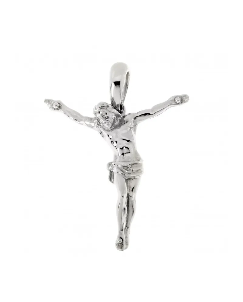 Croix en or traditionnel Chimento, images sacrées en or blanc avec figure du Christ Croix en or traditionnel Chimento, images sacrées en or blanc avec figure du Christ