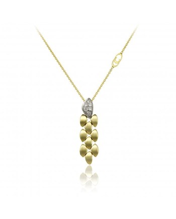 Collier long Chimento Double Mosaico en or jaune et or blanc avec diamants blancs