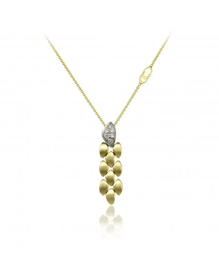 Collier long Chimento Double Mosaico en or jaune et or blanc avec diamants blancs