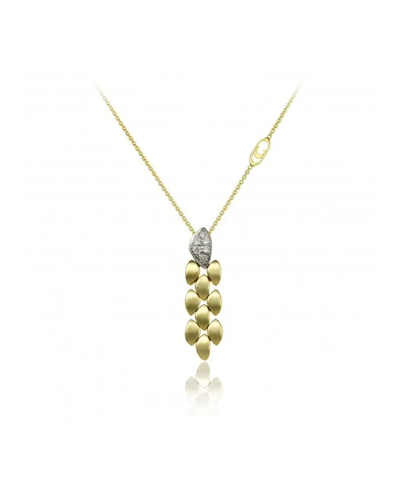Chimento Double Mosaico Long Necklace in Yellow Gold and White Gold with White Diamonds