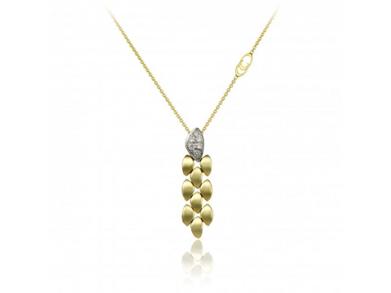 Collana Lunga Chimento Double Mosaico in Oro Giallo e Oro Bianco con Diamanti Bianchi