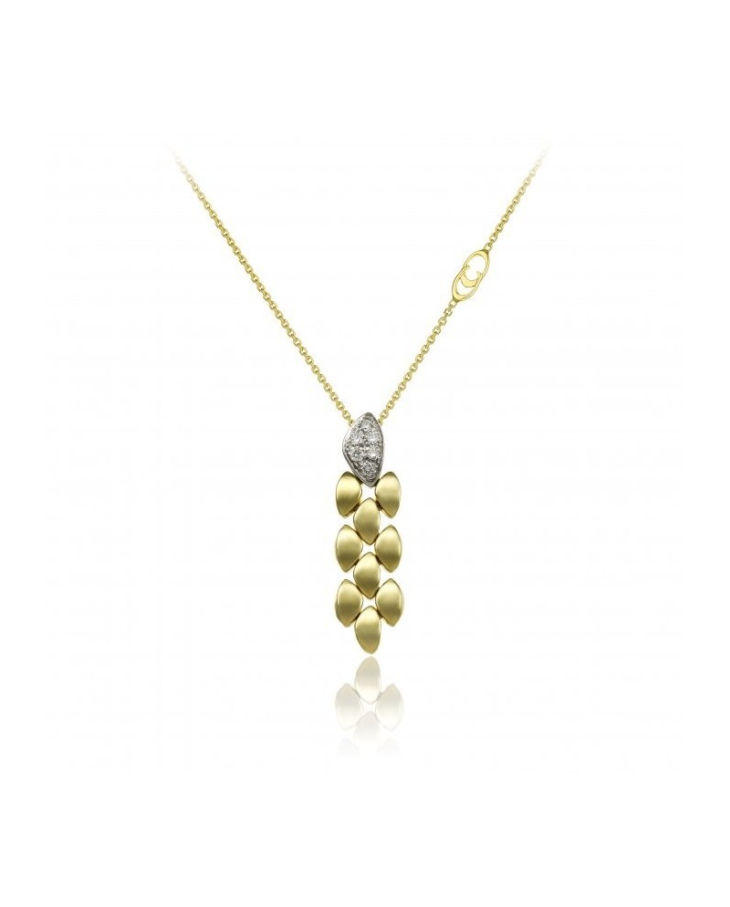 Collier long Chimento Double Mosaico en or jaune et or blanc avec diamants blancs