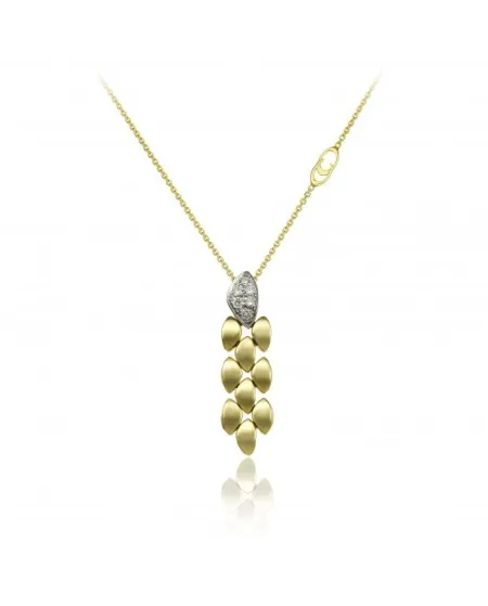 Collier long Chimento Double Mosaico en or jaune et or blanc avec diamants blancs