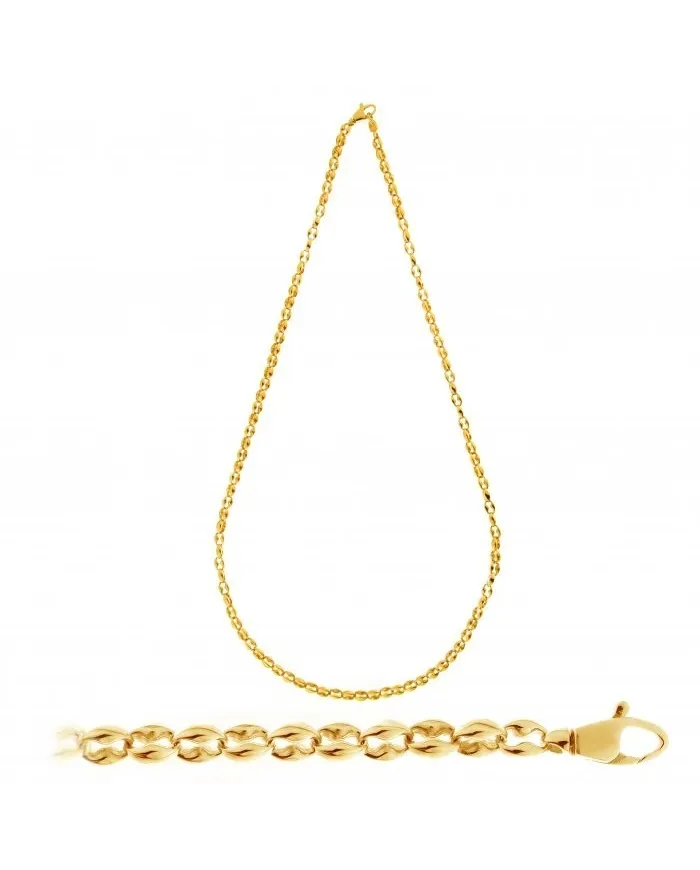 Collier Chimento Tradition en or avec accents en or jaune et chaîne marine de 45 cm