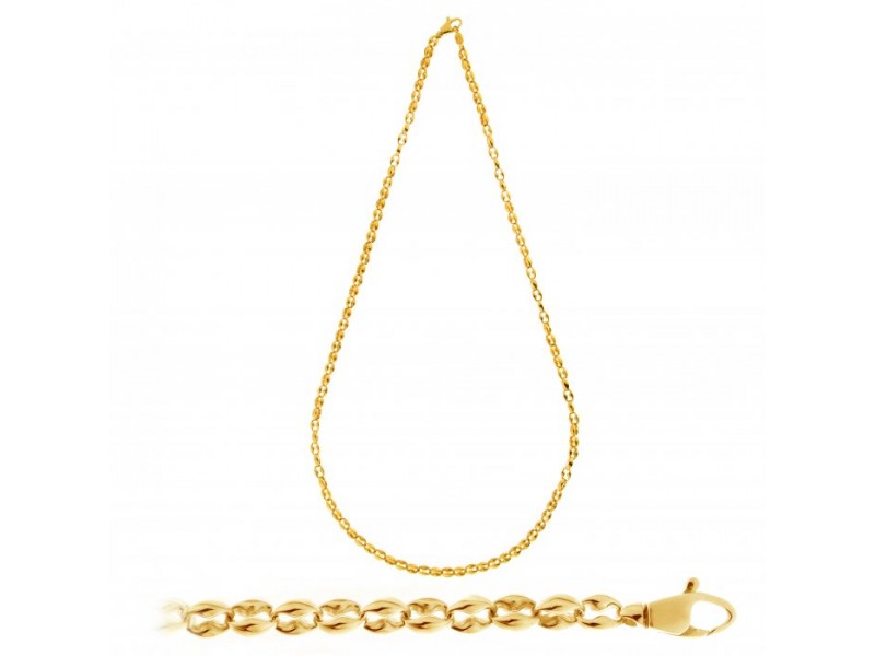 Collana Chimento Tradition Gold Accenti in Oro Giallo con Maglia Marina 45 cm