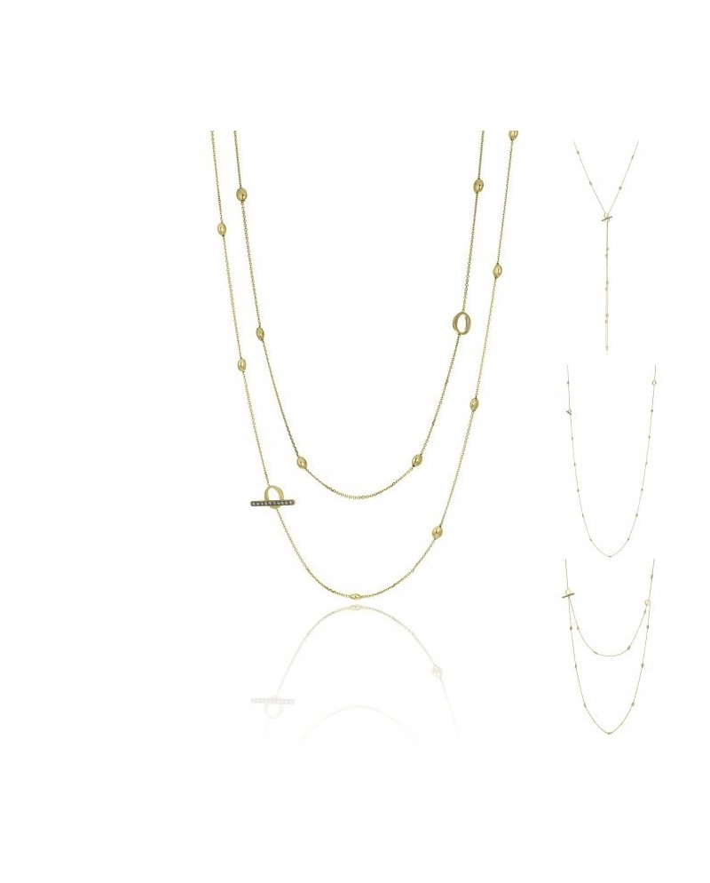 Chimento Armillas Acqua Long T-Bar Necklace in Yellow Gold with White Diamonds