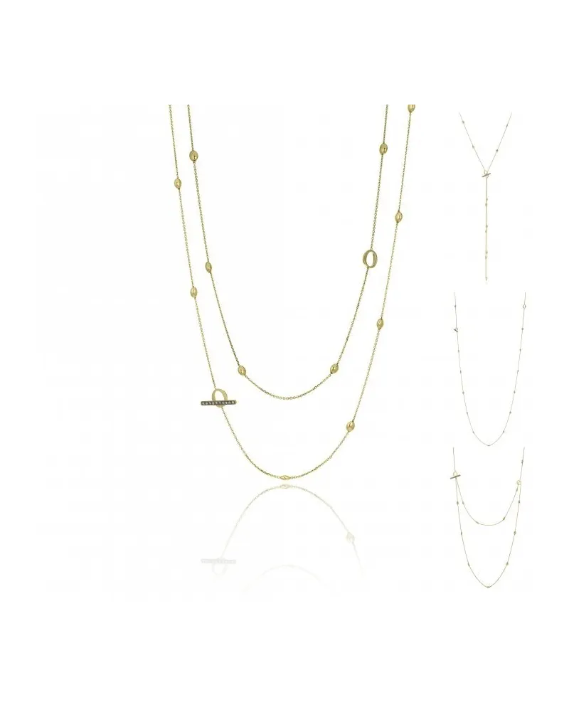 Chimento Armillas Acqua Long T-Bar Necklace in Yellow Gold with White Diamonds