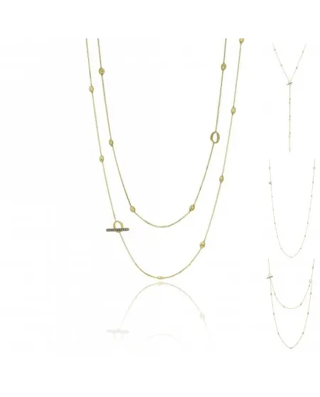 Collier Chimento Armillas Acqua Long T-Bar en or jaune avec diamants blancs