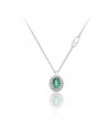 Chimento Tradition Diamond Queen Necklace in White Gold with 14 White Diamonds and Emerald