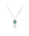 Chimento Tradition Diamond Queen Necklace in White Gold with 14 White Diamonds and Emerald