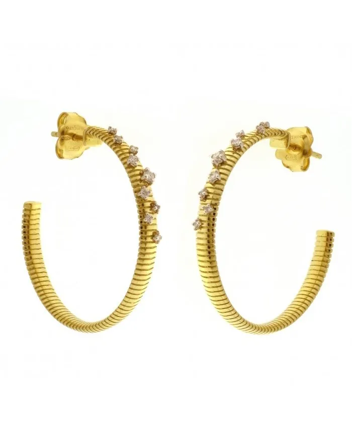 Boucles d'oreilles créoles Chimento Stardust en or jaune et blanc avec diamants blancs