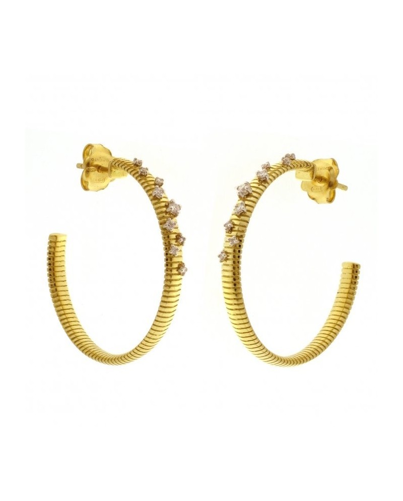 Boucles d'oreilles créoles Chimento Stardust en or jaune et blanc avec diamants blancs