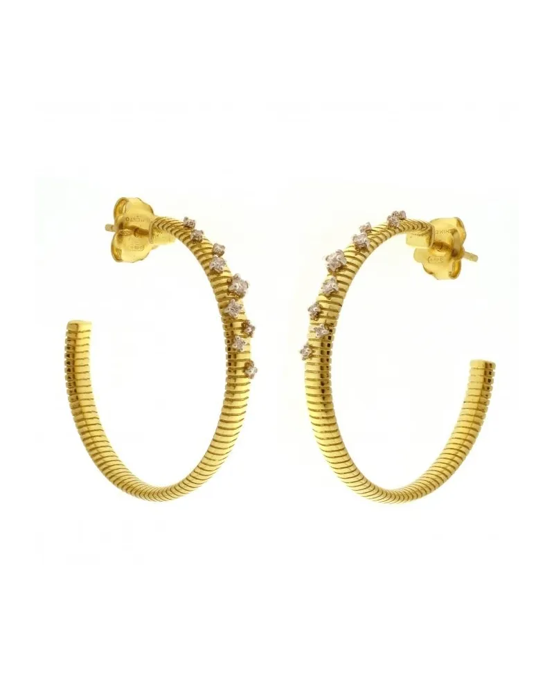 Boucles d'oreilles créoles Chimento Stardust en or jaune et blanc avec diamants blancs