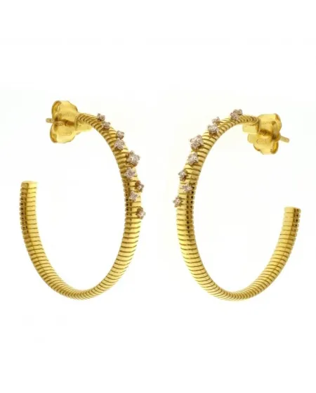 Chimento Stardust Hoop Earrings in Yellow and White Gold with White Diamonds