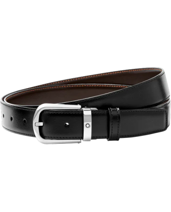Cintura Montblanc in Pelle Double Face con Fibbia Incurvata