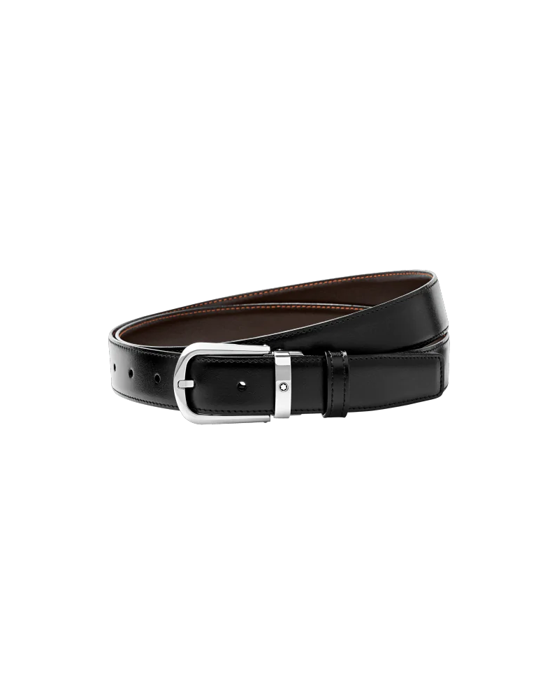 Cintura Montblanc in Pelle Double Face con Fibbia Incurvata