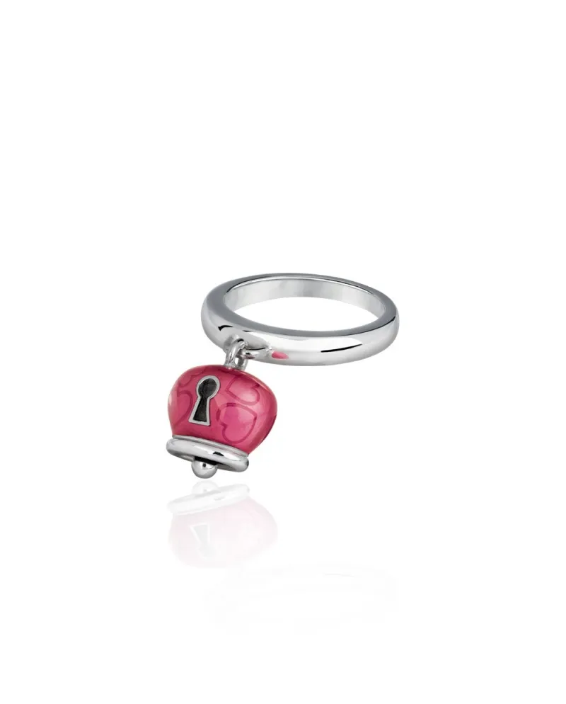 Anello Chantecler Et Voilà con Campanella in Argento e Smalto Bouganville