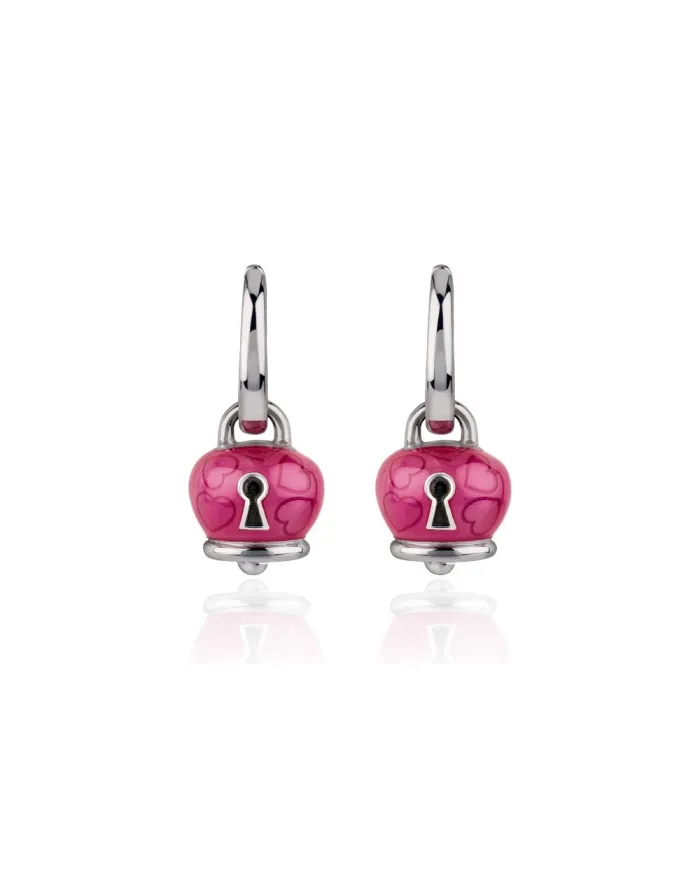 Boucles d'oreilles Chantecler Et Voilà Campanella en argent, émail bougainvillier