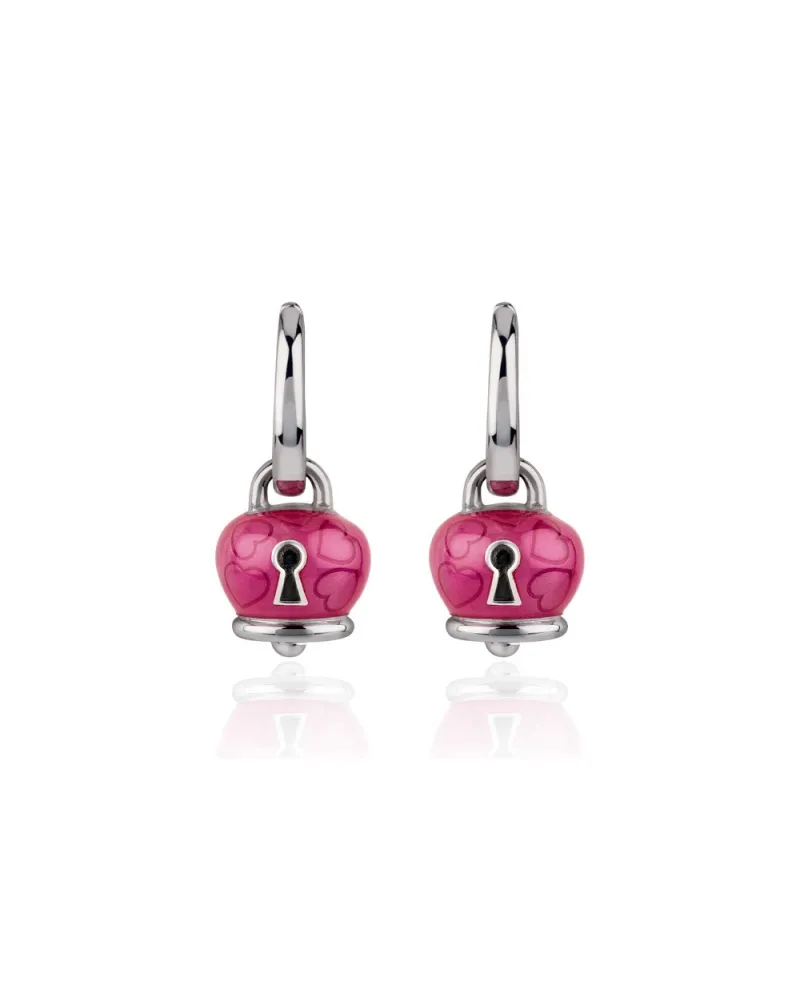 Chantecler Et Voilà Campanella Earrings in Silver, Bougainvillea Enamel