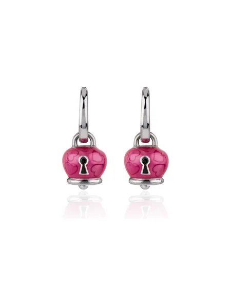 Chantecler Et Voilà Campanella Earrings in Silver, Bougainvillea Enamel