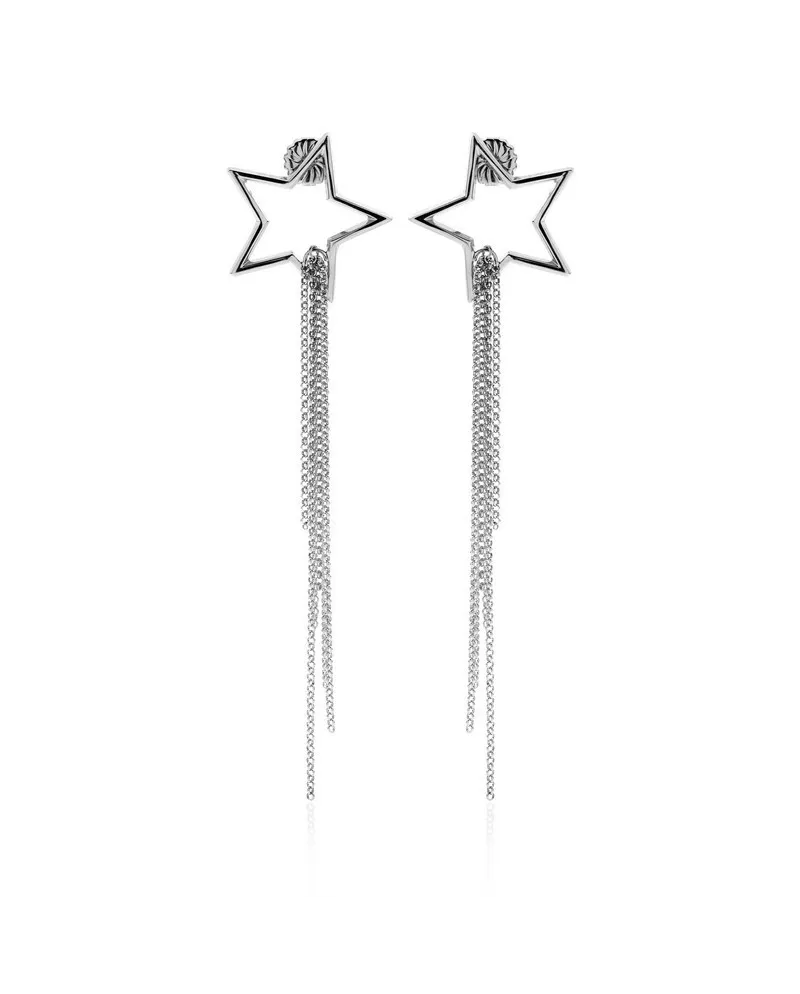 Eclat Allure Silver Star Drop Earrings