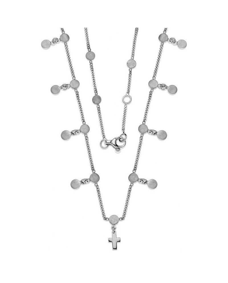 Eclat Silver Necklace with Pendants and Cross Pendant