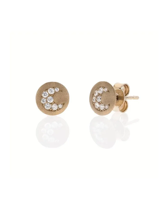 Eclat Icegold Silver Stud Earrings with Natural Moonstones