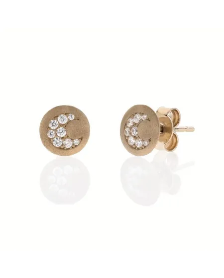 Orecchini a Bottone Eclat in Argento Icegold con Pietre Naturali a Froma di Luna