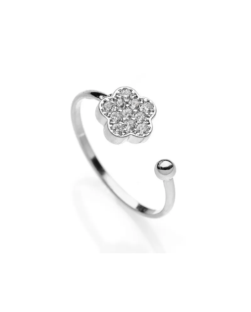 Bague Éclat Silver Fantasy en argent avec fleur et zircons blancs
