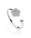 Eclat Silver Fantasy Ring in Silver with Flower and White Zircons