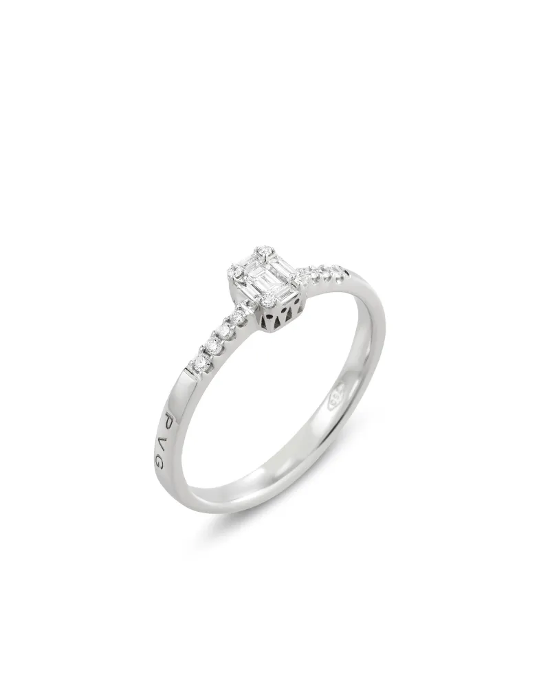 Anello Ponte Vecchio in Oro Bianco con Diamanti - collezione Benvenuto