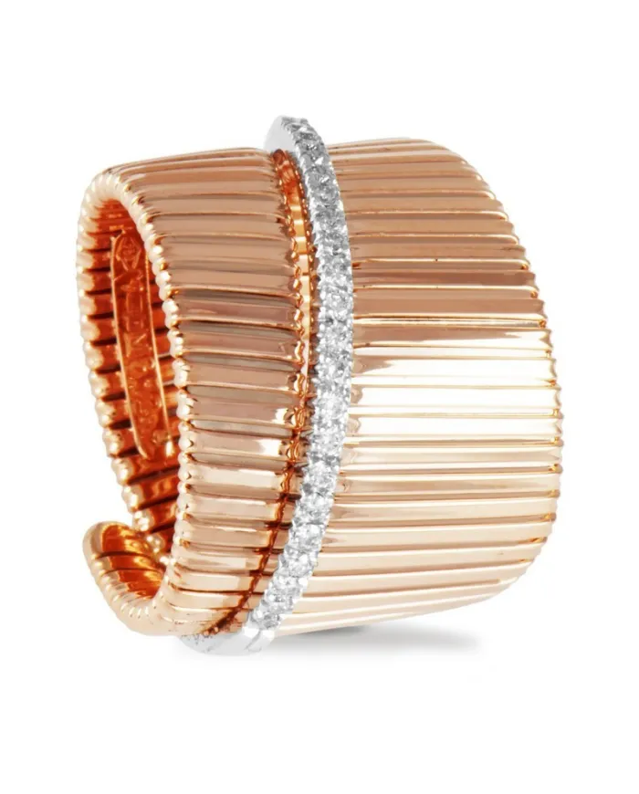 Bague Kuore Wide K en or rose avec diamants