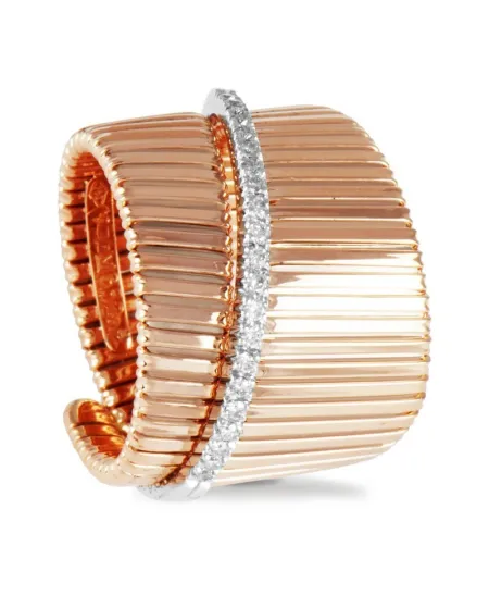 Kuore Wide K Ring in Rose Gold with Diamonds