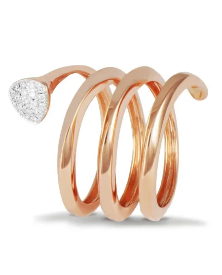 Anello K di Kuore Première in Oro Rosa con Pavè di Diamanti Bianchi