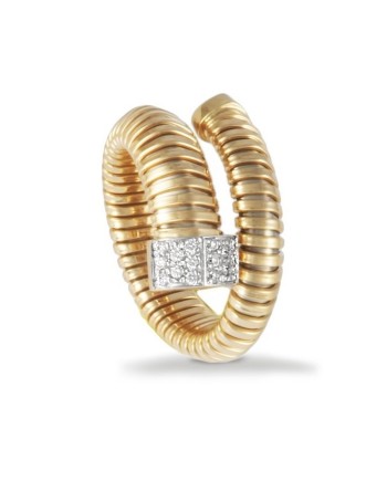 Anello K di Kuore Wide in Oro Giallo con Diamanti