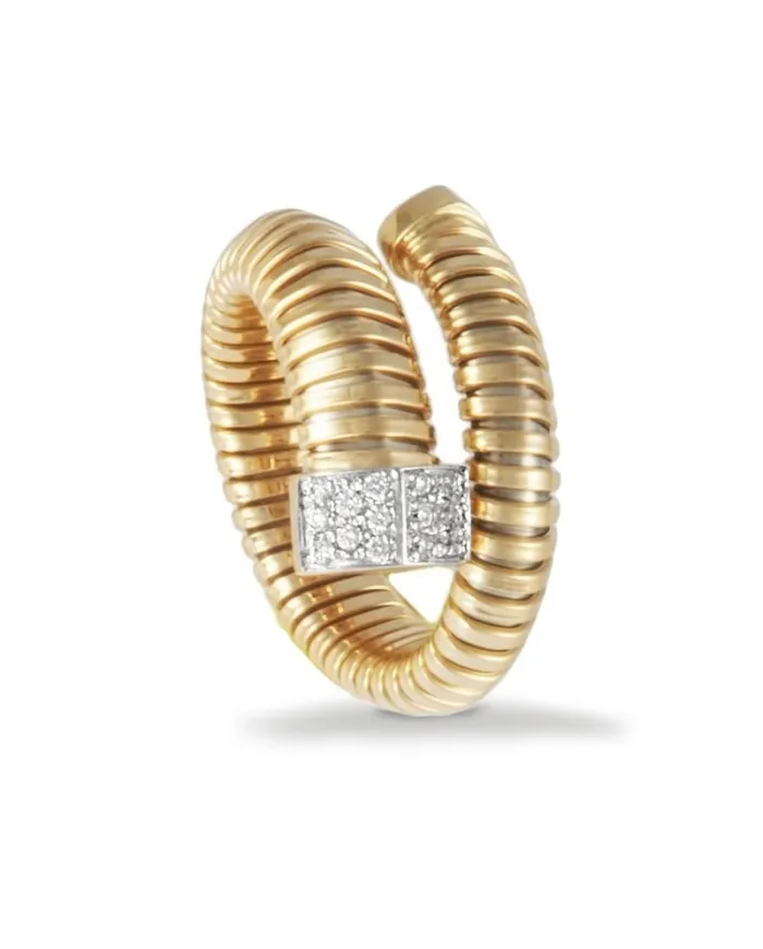 Bague Kuore Wide K en or jaune avec diamants