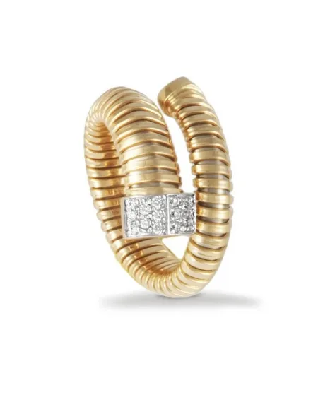 Kuore Wide K Ring in Yellow Gold with Diamonds