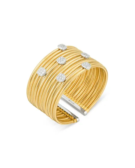 Ponte Vecchio 12-strand yellow gold and diamond bracelet - Nobile collection