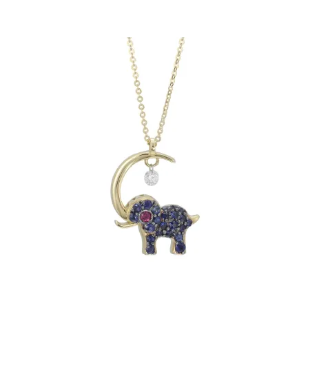 Collier Ponte Vecchio in oro giallo Rubini, Diamanti e Tzavorite - collezione Vega