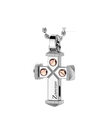 Zancan Collana Insignia con ciondolo a Croce in argento e oro EXB442