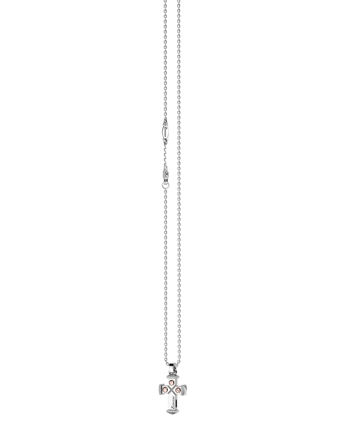 Zancan Insignia necklace with cross pendant in silver and gold EXB442